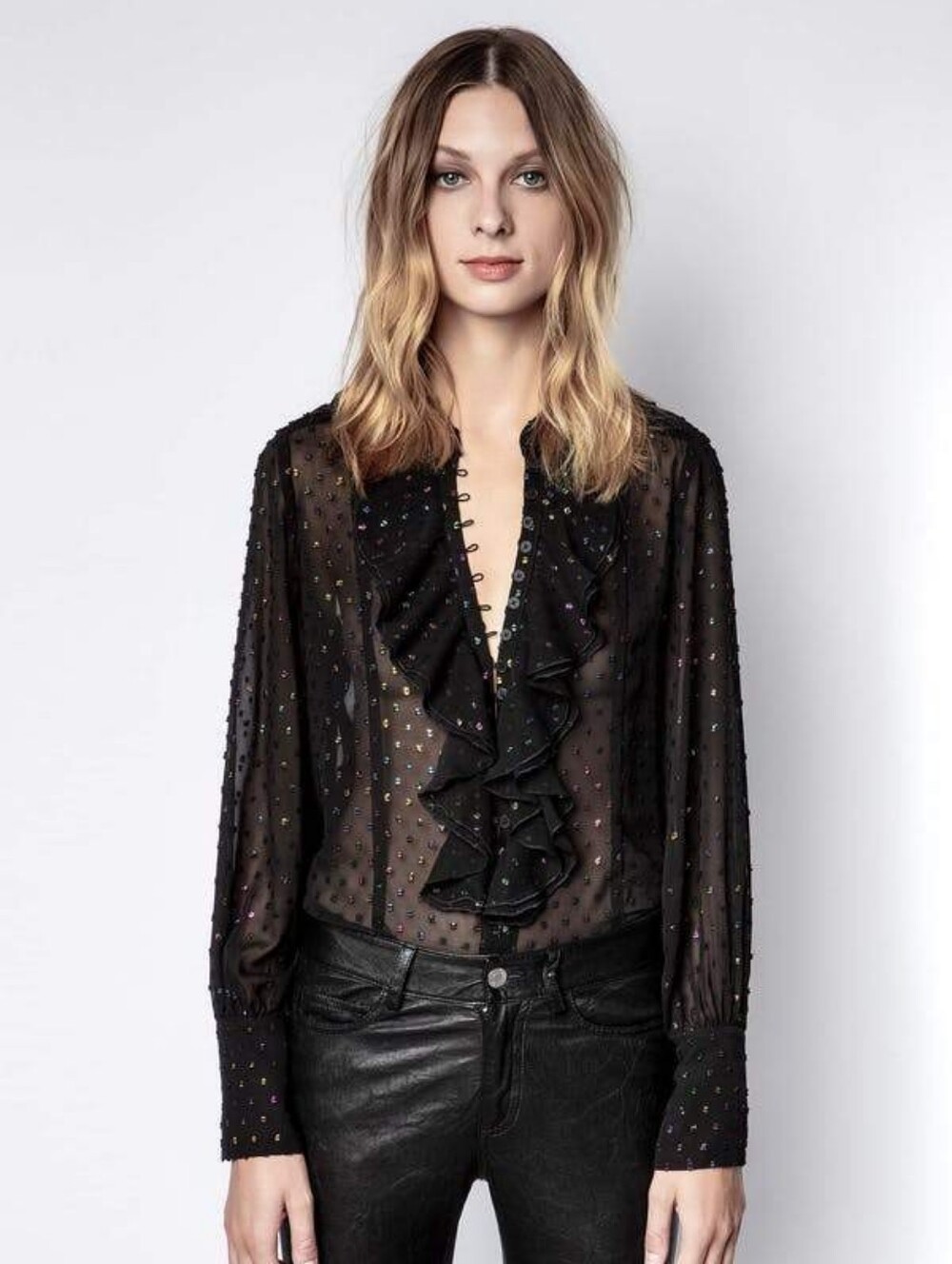 NWOT Zadig & Voltaire Twin Mouselinne Rainbow Top XS